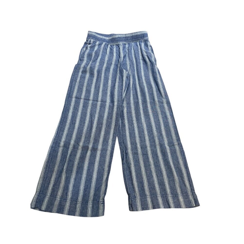 Old Navy High Rise Wide Leg Linen Blend Blue Stripped Pants Women's size Small